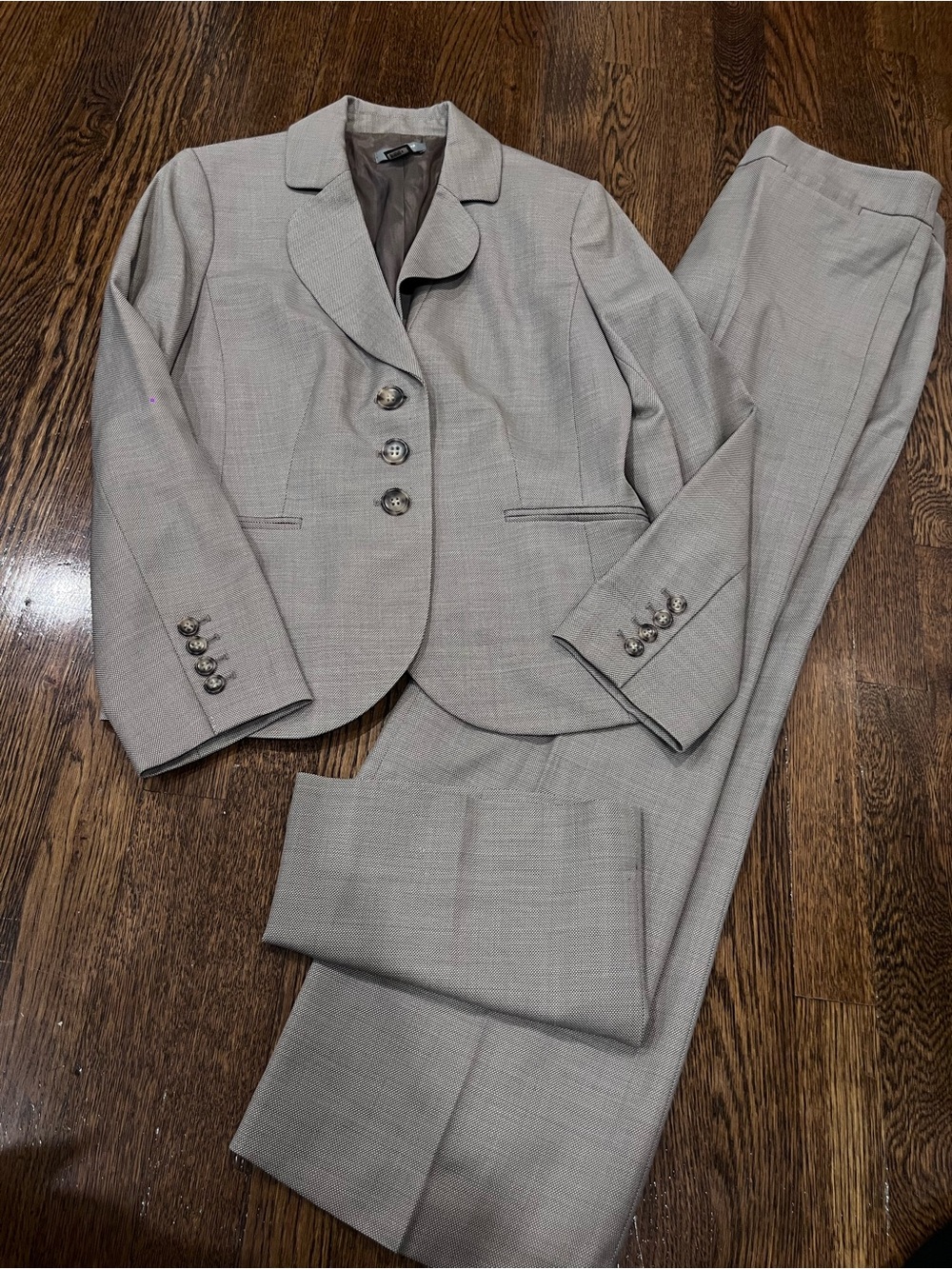 Ann Taylor Women's Light Taupe Two-Piece Suit Blazer & Pants